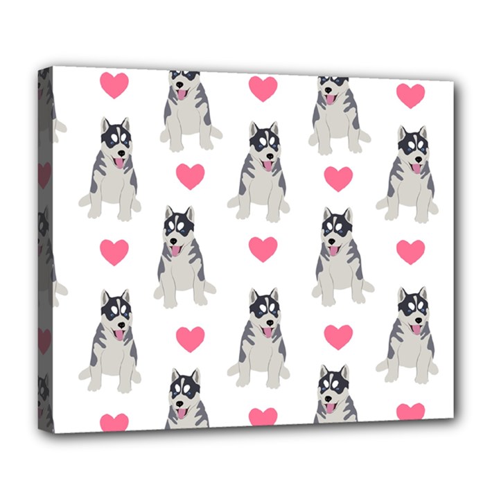 Little Husky With Hearts Deluxe Canvas 24  x 20  (Stretched)