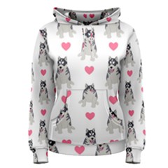 Little Husky With Hearts Women s Pullover Hoodie by SychEva