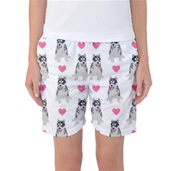 Little Husky With Hearts Women s Basketball Shorts by SychEva