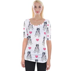 Little Husky With Hearts Wide Neckline Tee