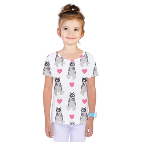 Little Husky With Hearts Kids  One Piece Tee by SychEva