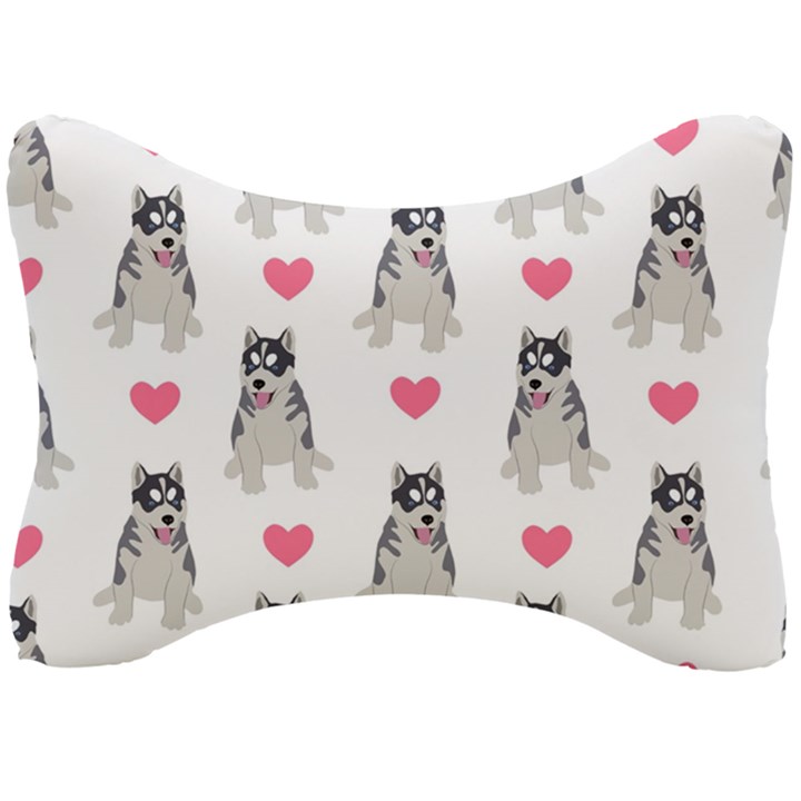 Little Husky With Hearts Seat Head Rest Cushion