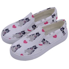 Little Husky With Hearts Kids  Canvas Slip Ons by SychEva