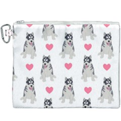 Little Husky With Hearts Canvas Cosmetic Bag (xxxl) by SychEva