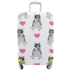 Little Husky With Hearts Luggage Cover (medium) by SychEva