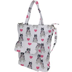 Little Husky With Hearts Shoulder Tote Bag by SychEva