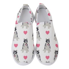 Little Husky With Hearts Women s Slip On Sneakers by SychEva