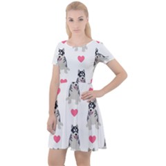 Little Husky With Hearts Cap Sleeve Velour Dress  by SychEva