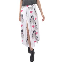 Little Husky With Hearts Velour Split Maxi Skirt by SychEva