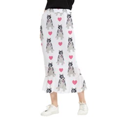 Little Husky With Hearts Maxi Fishtail Chiffon Skirt by SychEva