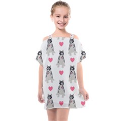 Little Husky With Hearts Kids  One Piece Chiffon Dress by SychEva