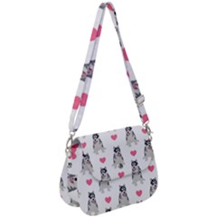 Little Husky With Hearts Saddle Handbag by SychEva