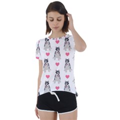 Little Husky With Hearts Short Sleeve Foldover Tee by SychEva