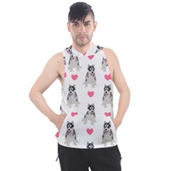 Little Husky With Hearts Men s Sleeveless Hoodie by SychEva