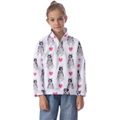 Little Husky With Hearts Kids  Half Zip Hoodie