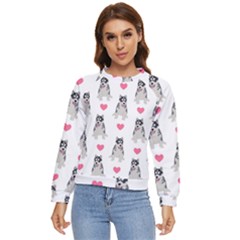 Little Husky With Hearts Women s Long Sleeve Raglan Tee