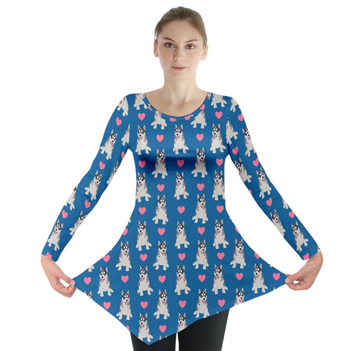 Little Husky With Hearts Long Sleeve Tunic 