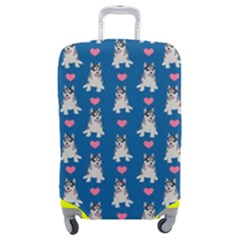 Little Husky With Hearts Luggage Cover (medium) by SychEva