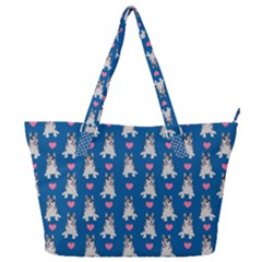 Little Husky With Hearts Full Print Shoulder Bag by SychEva