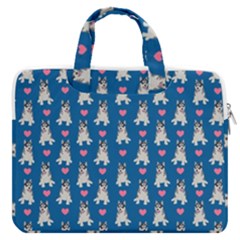 Little Husky With Hearts Macbook Pro Double Pocket Laptop Bag (large) by SychEva