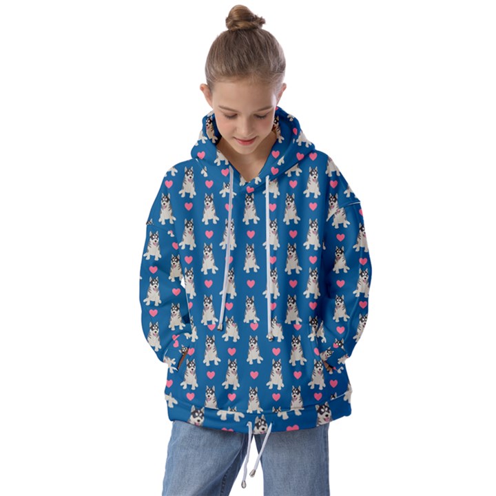 Little Husky With Hearts Kids  Oversized Hoodie