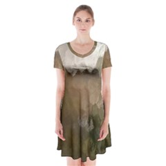 Small World View Short Sleeve V-neck Flare Dress by DeneWestUK