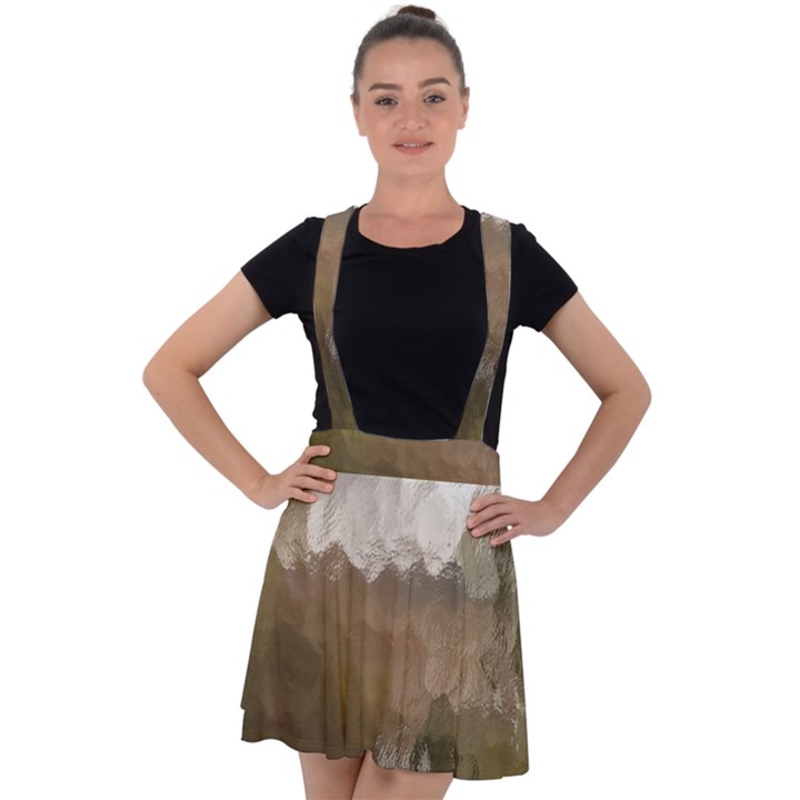 Small World View Velvet Suspender Skater Skirt