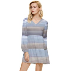 Pompey Beach Tiered Long Sleeve Mini Dress