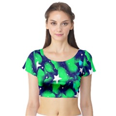 Space Odyssey  Short Sleeve Crop Top by notyouraveragemonet