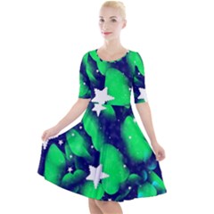 Space Odyssey  Quarter Sleeve A-line Dress by notyouraveragemonet