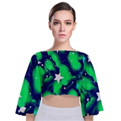 Space Odyssey  Tie Back Butterfly Sleeve Chiffon Top