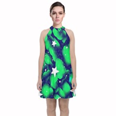 Space Odyssey  Velvet Halter Neckline Dress 