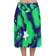 Space Odyssey  Velvet Flared Midi Skirt