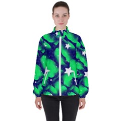 Space Odyssey  Women s High Neck Windbreaker by notyouraveragemonet