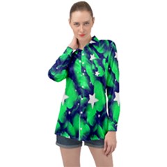 Space Odyssey  Long Sleeve Satin Shirt