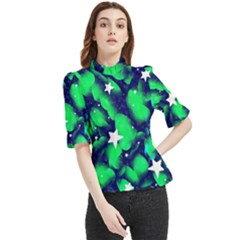 Space Odyssey  Frill Neck Blouse