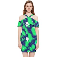 Space Odyssey  Shoulder Frill Bodycon Summer Dress