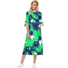 Space Odyssey  Bow Sleeve Chiffon Midi Dress