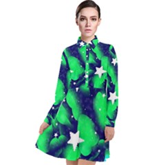 Space Odyssey  Long Sleeve Chiffon Shirt Dress