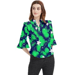 Space Odyssey  Loose Horn Sleeve Chiffon Blouse