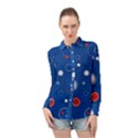 Christmas Pattern Tree Design Long Sleeve Chiffon Shirt View1