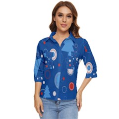 Christmas Pattern Tree Design Women s Quarter Sleeve Pocket Shirt