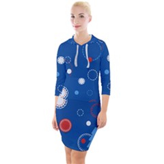 Christmas Pattern Tree Design Quarter Sleeve Hood Bodycon Dress by Sapixe