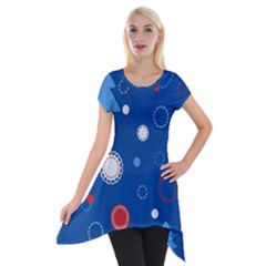 Christmas Pattern Tree Design Short Sleeve Side Drop Tunic