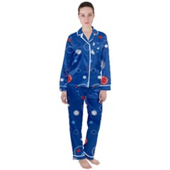 Christmas Pattern Tree Design Satin Long Sleeve Pajamas Set