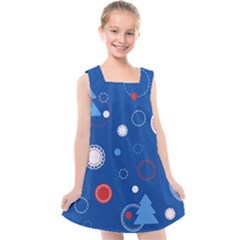 Christmas Pattern Tree Design Kids  Cross Back Dress by Sapixe