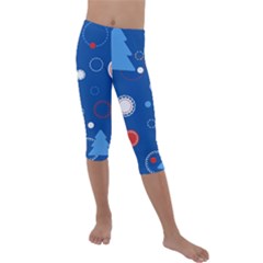 Christmas Pattern Tree Design Kids  Lightweight Velour Capri Leggings 