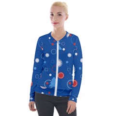 Christmas Pattern Tree Design Velvet Zip Up Jacket