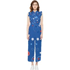 Christmas Pattern Tree Design Women s Frill Top Jumpsuit