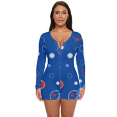 Christmas Pattern Tree Design Long Sleeve Boyleg Swimsuit